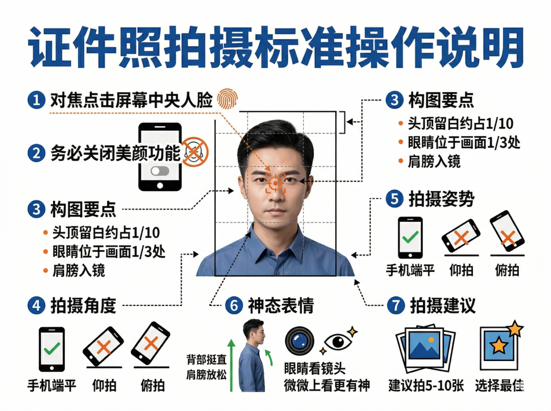 二寸证件照拍摄与导出示意