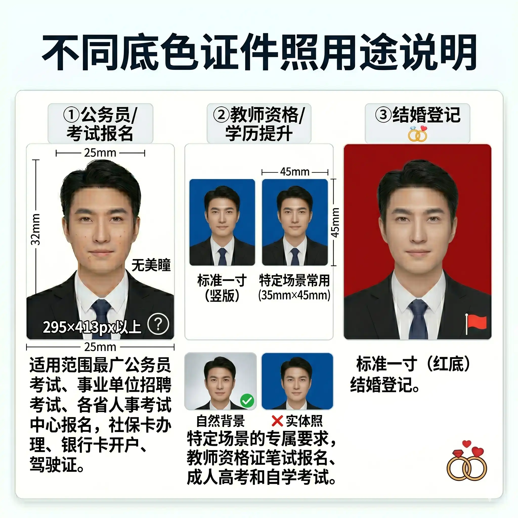 证件照底色对照示意