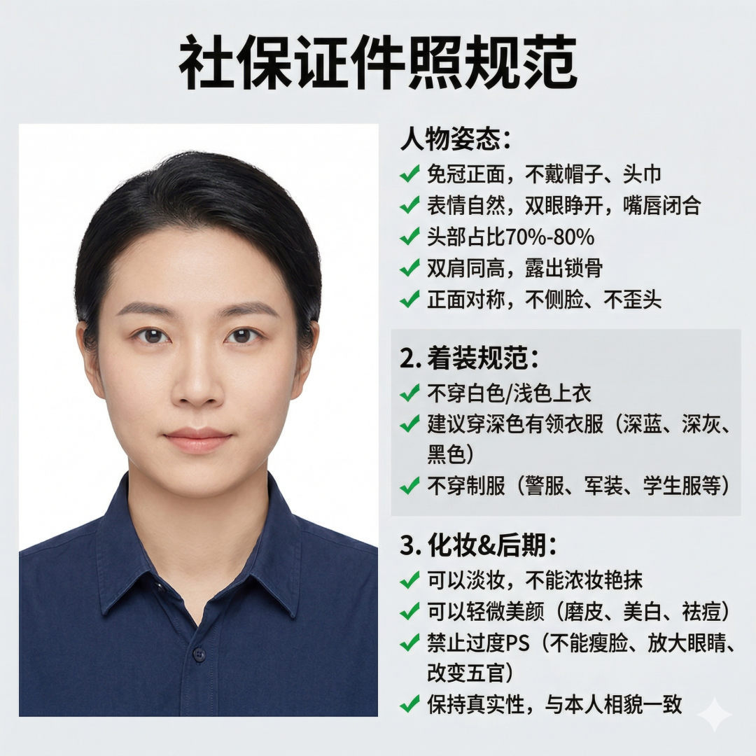 社保卡证件照规格示意