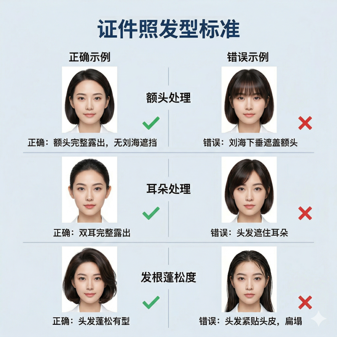 证件照发型整理示意
