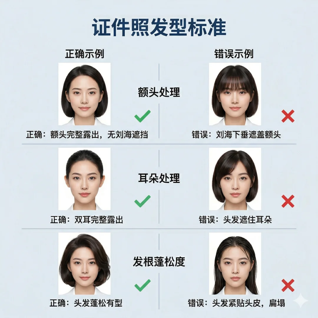 证件照发型整理示意